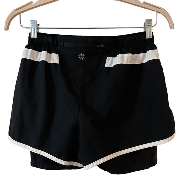 Athleta Hana 2 in 1 Black & White Running Shorts, Size S - Picture 4 of 6